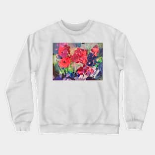 Oil contemporary painting , red flowers Crewneck Sweatshirt